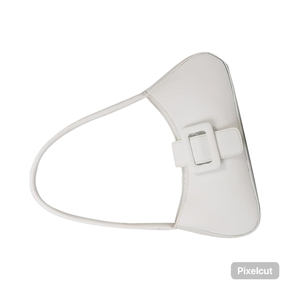 NWOT Simple White Crescent Shoulder Bag with Snap Closure - Picture 4 of 7